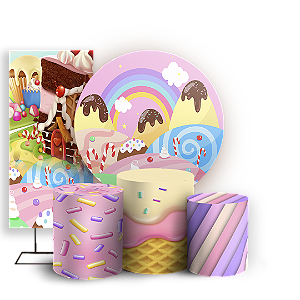 KIT Redondo Trio e Faixa - Doces Confeitaria - Sublimado 3D