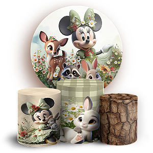 KIT Redondo e Trio - Minnie Verde - Sublimado 3D