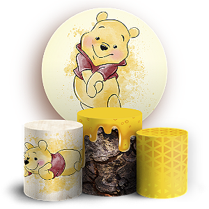 KIT Redondo e Trio - Ursinho Pooh Aquarela - Sublimado 3D
