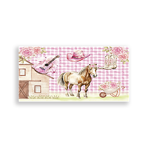 Painel Retangular - Cavalo Boiadeira Rosa - Sublimado 3D