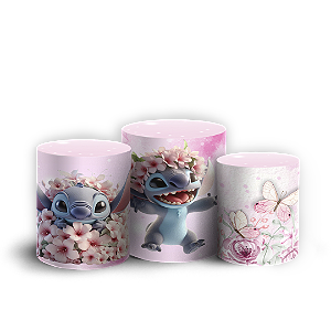Trio Cilindro - Stitch Rosa - Sublimado 3D