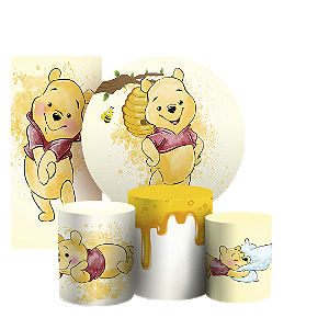 KIT Redondo Trio e Faixa - Ursinho Pooh Aquarela - Sublimado 3D