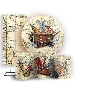 KIT Redondo Trio e Faixa - Mapa Viagens - Sublimado 3D