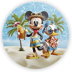 Painel Redondo - Mickey Pool Party - Sublimado 3D