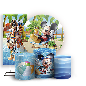 KIT Redondo Trio e Faixa - Mickey Pool Party - Sublimado 3D