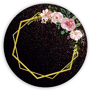 Mini Painel - Geometrico Glitter Floral - Sublimado 3D
