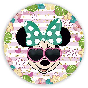 Mini Painel - Minnie Tropical Rosa - Sublimado 3D