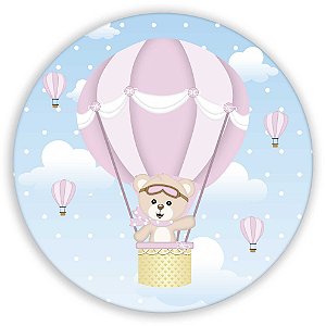 Mini Painel - Ursinho Balao Rosa - Sublimado 3D