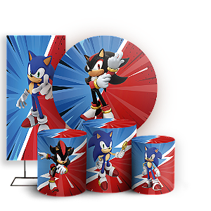 KIT Redondo Trio e Faixa - Sonic Shadow - Sublimado 3D