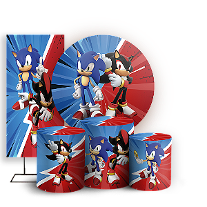 KIT Redondo Trio e Faixa - Sonic Shadow - Sublimado 3D