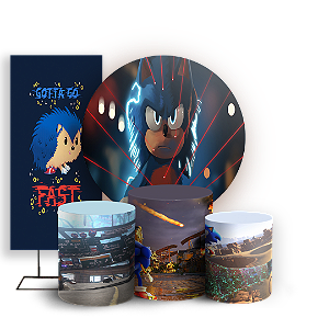 KIT Redondo Trio e Faixa - Sonic - Sublimado 3D