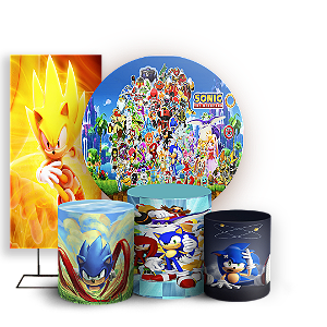 KIT Redondo Trio e Faixa - Sonic - Sublimado 3D