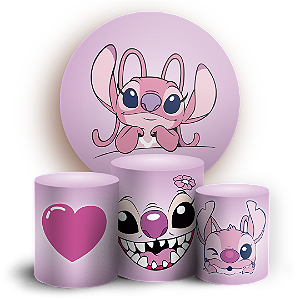 KIT Redondo e Trio - Lilo Stitch Angel - Sublimado 3D