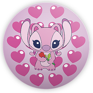 Painel Redondo - Lilo Stitch Angel - Sublimado 3D