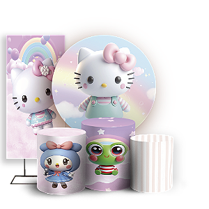 KIT Redondo Trio e Faixa - Hello Kitty - Sublimado 3D