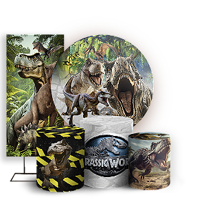KIT Redondo Trio e Faixa - Dinossauro Jurassic - Sublimado 3D