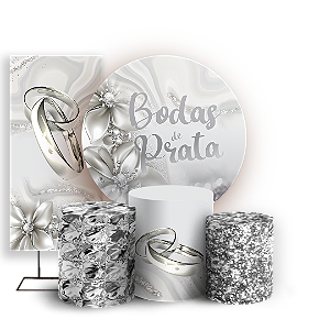 KIT Redondo Trio e Faixa - Bodas De Prata - Sublimado 3D