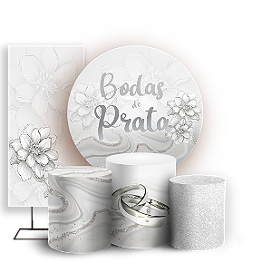 KIT Redondo Trio e Faixa - Bodas De Prata - Sublimado 3D