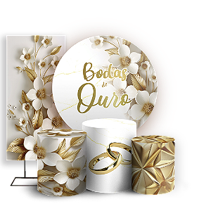 KIT Redondo Trio e Faixa - Bodas De Ouro - Sublimado 3D