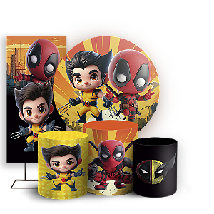 KIT Redondo Trio e Faixa - Wolverine E Deadpool - Sublimado 3D