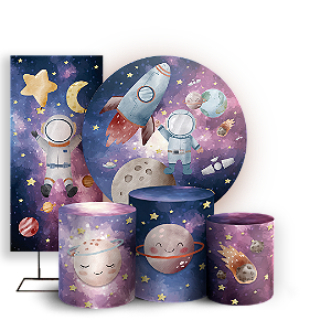 KIT Redondo Trio e Faixa - Astronauta - Sublimado 3D