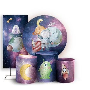 KIT Redondo Trio e Faixa - Astronauta - Sublimado 3D