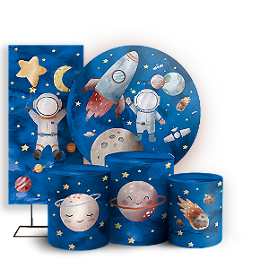 KIT Redondo Trio e Faixa - Astronauta - Sublimado 3D