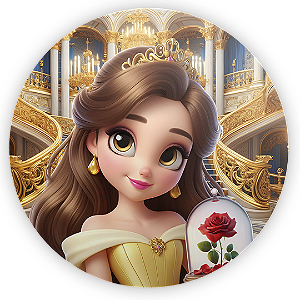 Painel Redondo - Princesa Bela - Sublimado 3D