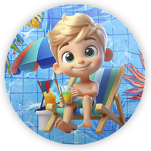 Painel Redondo - Pool Party - Sublimado 3D