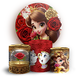 KIT Redondo e Trio - Princesa Bela - Sublimado 3D