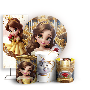 KIT Redondo Trio e Faixa - Princesa Bela - Sublimado 3D