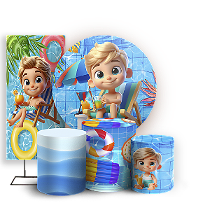 KIT Redondo Trio e Faixa - Pool Party - Sublimado 3D