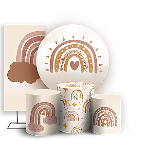 KIT Redondo Trio e Faixa - Arco Iris Boho - Sublimado 3D
