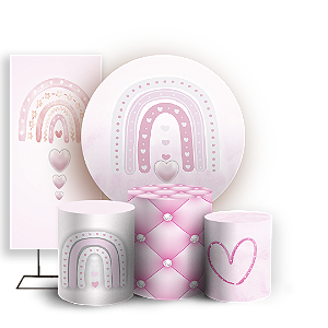 KIT Redondo Trio e Faixa - Arco Iris Boho - Sublimado 3D