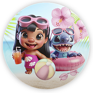 Painel Redondo - Stitch Pool Party - Sublimado 3D