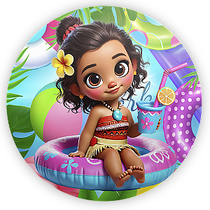 Painel Redondo - Princesas Pool Party - Sublimado 3D
