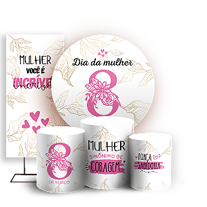 KIT Redondo Trio e Faixa - Dia da Mulher - Sublimado 3D