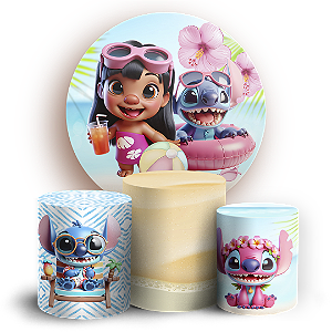 KIT Redondo e Trio - Stitch Pool Party - Sublimado 3D