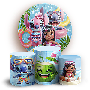 KIT Redondo e Trio - Stitch Pool Party - Sublimado 3D