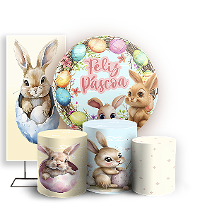 KIT Redondo Trio e Faixa - Páscoa - Sublimado 3D