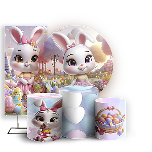 KIT Redondo Trio e Faixa - Páscoa - Sublimado 3D