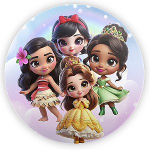 Painel Redondo - Princesas - Sublimado 3D