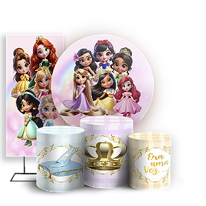 KIT Redondo Trio e Faixa - Princesas - Sublimado 3D
