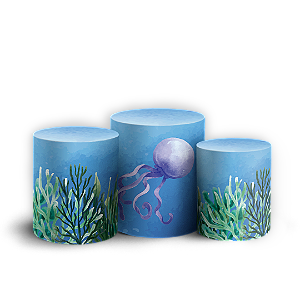 Trio Cilindro - Fundo Do Mar - Sublimado 3D