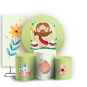 KIT Redondo Trio e Faixa - Pascoa - Sublimado 3D