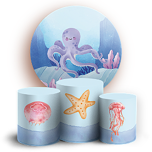 KIT Redondo e Trio - Fundo Do Mar  - Sublimado 3D