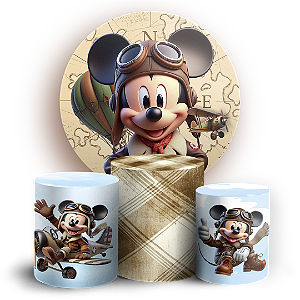 KIT Redondo e Trio - Mickey Aviador - Sublimado 3D