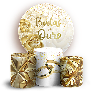 KIT Redondo e Trio - Bodas de Ouro - Sublimado 3D