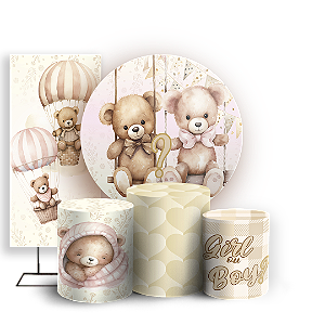 KIT Redondo Trio e Faixa - Chá Revelação - Sublimado 3D