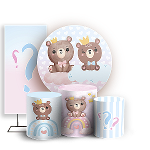 KIT Redondo Trio e Faixa - Chá Revelação - Sublimado 3D